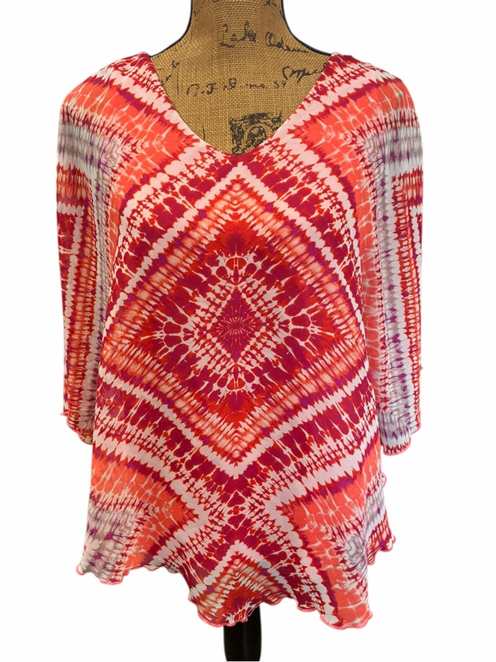 Women’s Sara Michelle Multicolored Tie-Dyed Poncho Top sz-PXL
